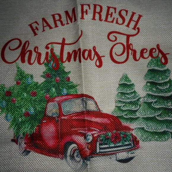 2 x 12 New FARM FRESH Truck Christmas Trees Pillow Cover - Picture 2 of 9